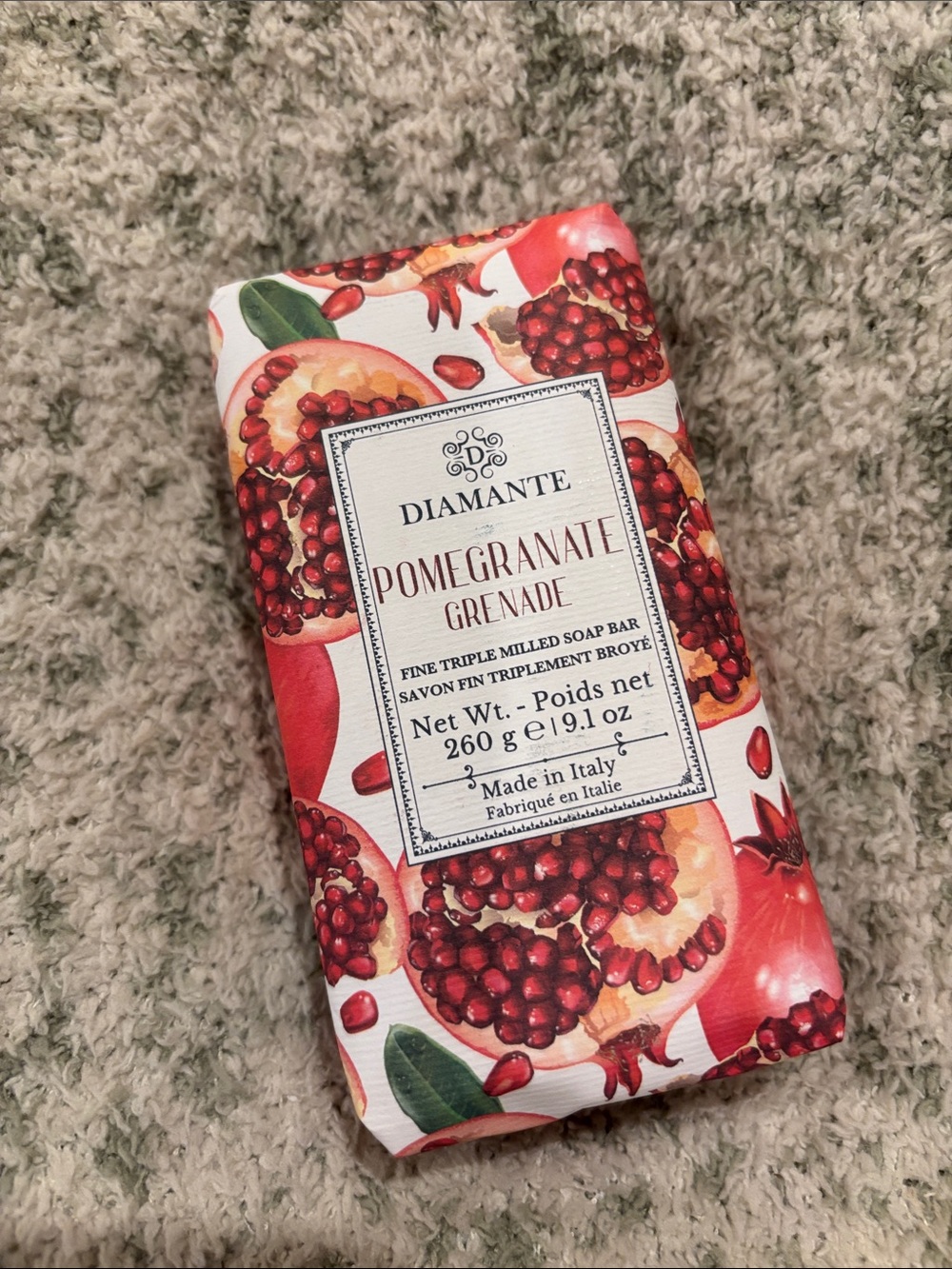 Diamante Luxury Pomegranate Scented Soap Bar XL 9.1oz NWT Made in Italy
